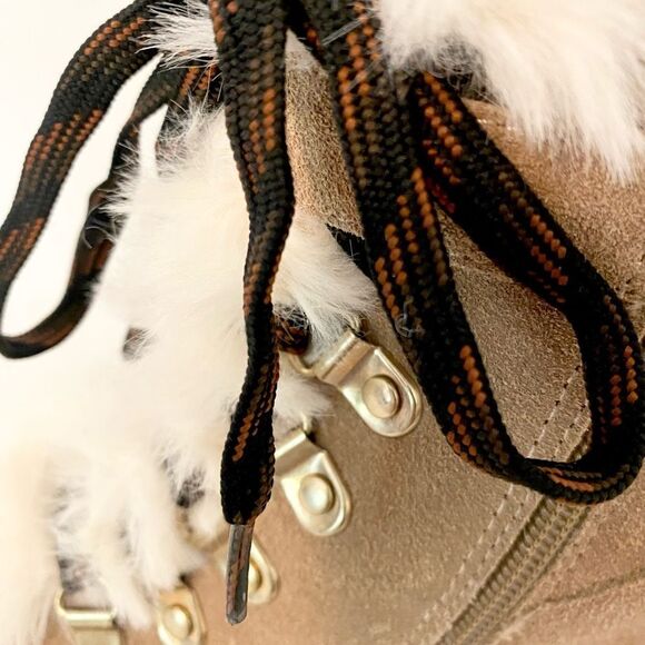 Nine West Tan Suede Ankle Boots with Faux Fur Trim size 7. Real leather. - Picture 11 of 14